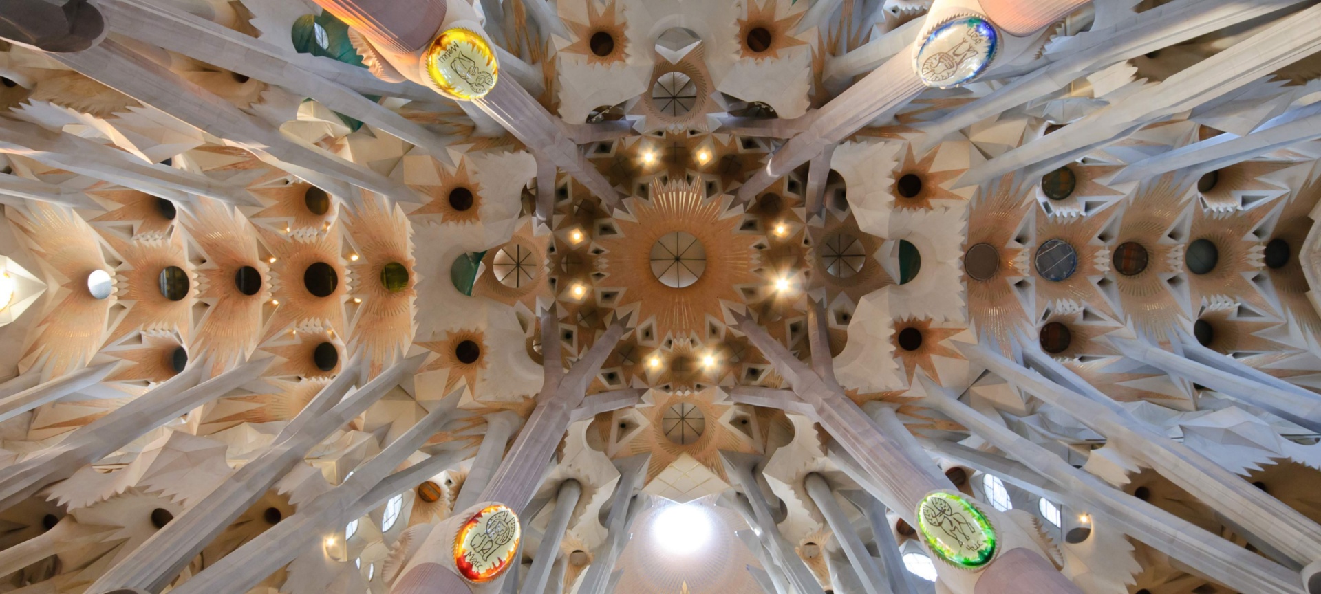 Detail of inside the La Sagrada Familia Detail of inside the La Sagrada Familia