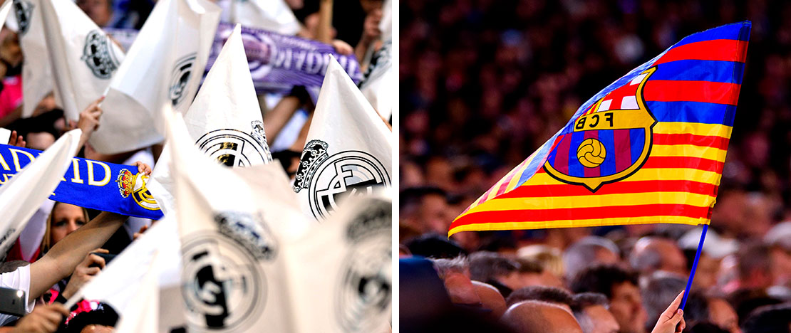 Supporters du Real Madrid et FC Barcelone Supporters du Real Madrid et FC Barcelone